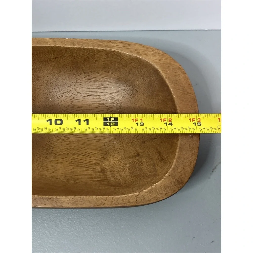 Pottery Barn Serving Bowl Unisex OS Brown Good Wooden Divided Dough Bowl Set